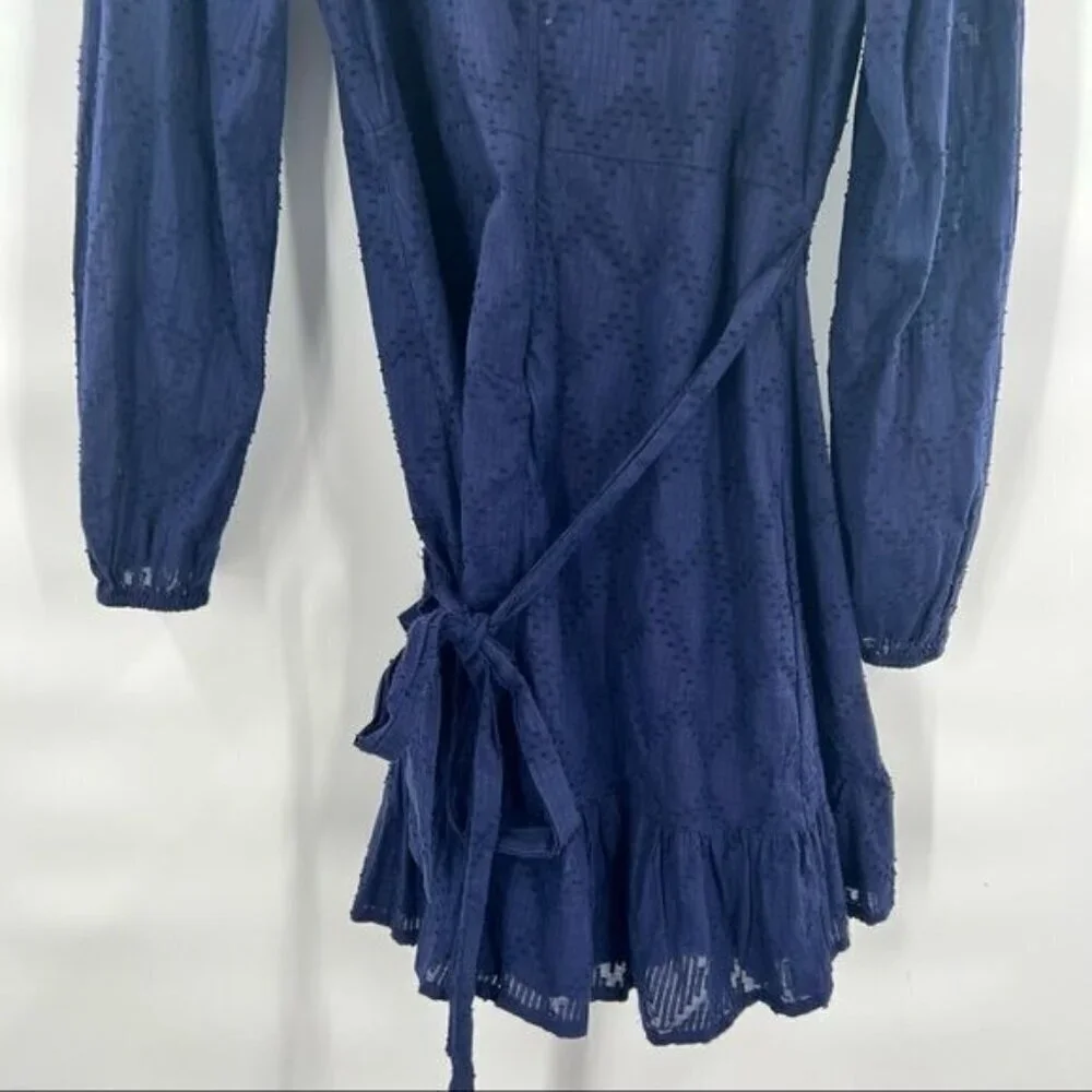 J. Crew blue cotton faux wrap dress size S
